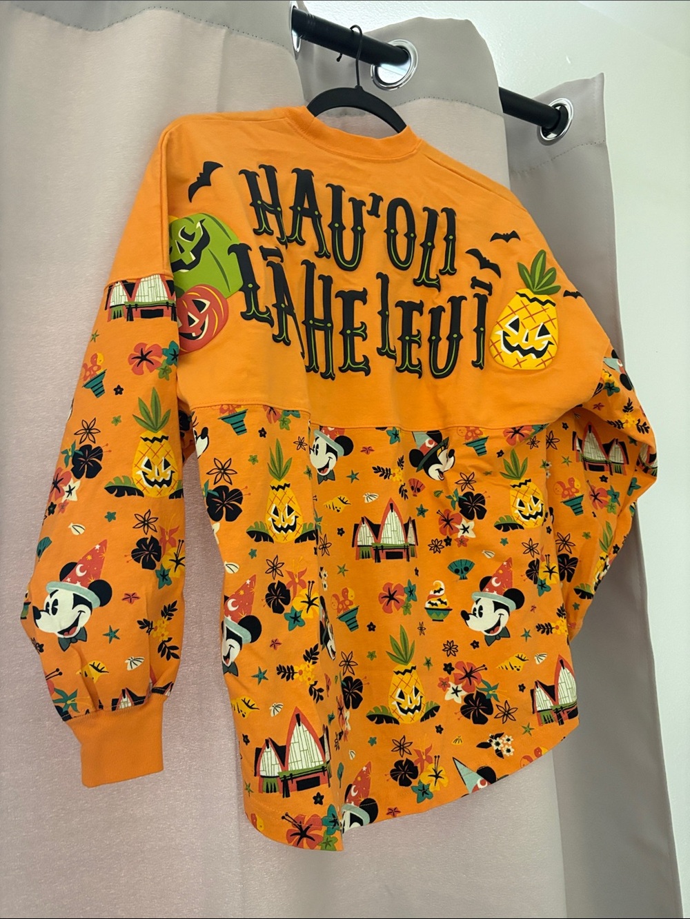 Disney Orange Halloween Luau Sweatshirt with Mickey & Pineapple Prints